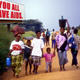 Botswanans near the village of Palapye are targeted with vital information about AIDS.